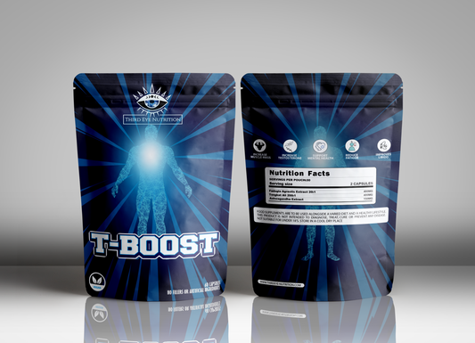 T-Boost front back testosterone booster fitness strength supplement